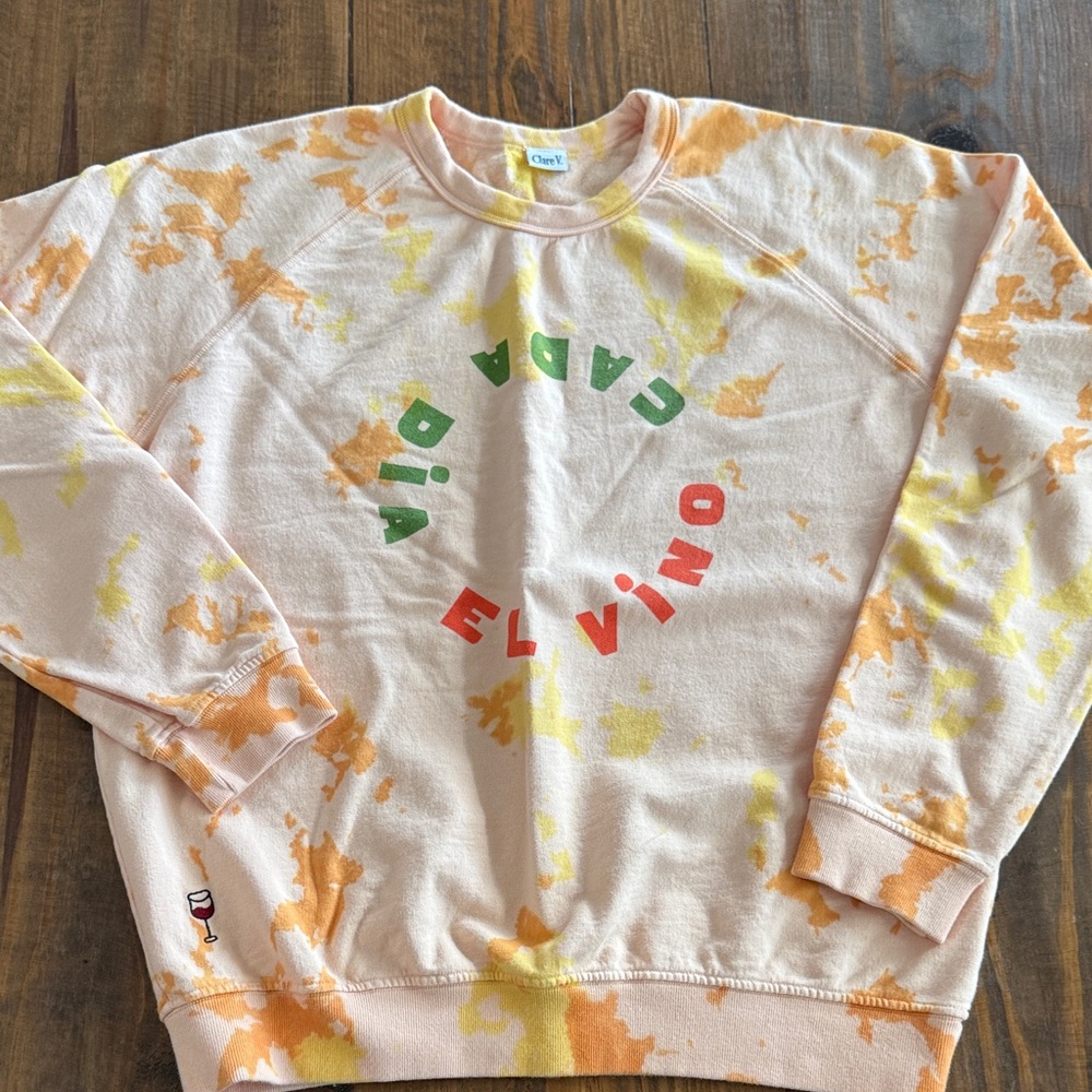 Clare V Cada Dia El Vino Sweatshirt - Orange, Yellow, Green, Red, Size S